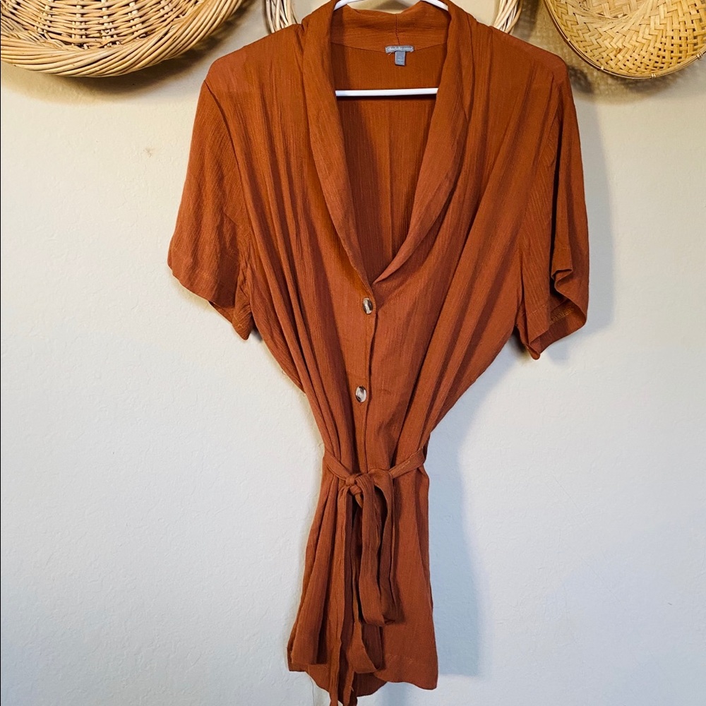 Charlotte Russe Linen Button Up Orange Size XL